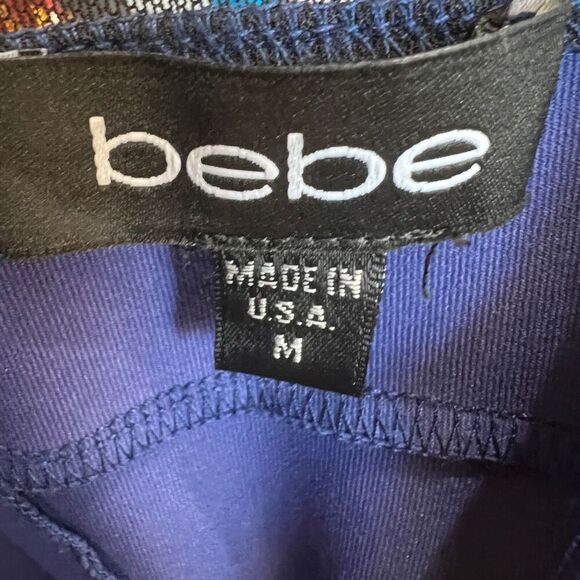 Bebe Blue Stretchy Bodycon Dress with Peplum and Mesh Size Medium - Picture 13 of 13